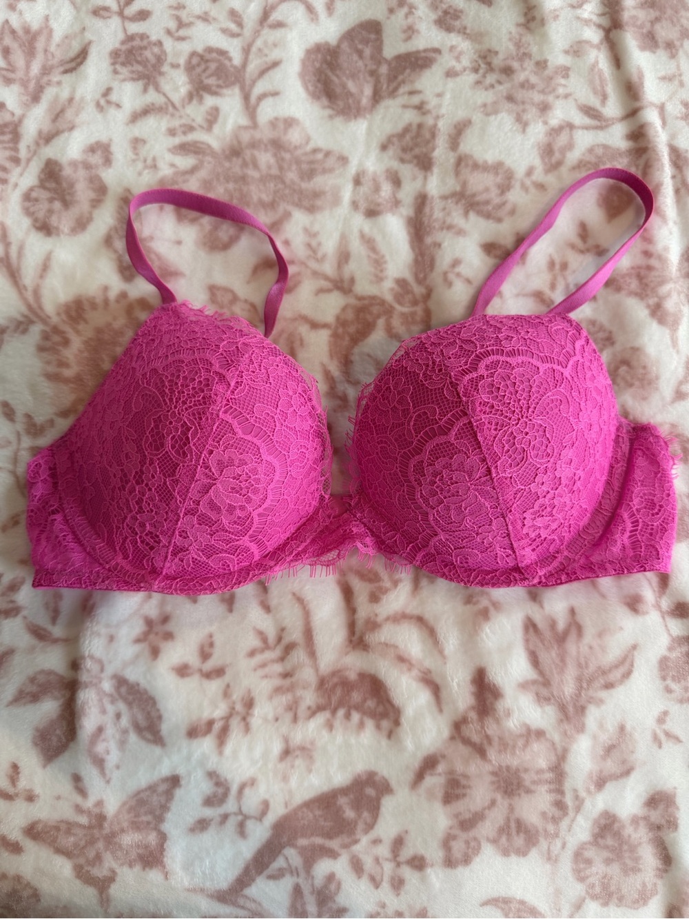 Victoria's Secret Hot Pink Lace Push-Up Bra